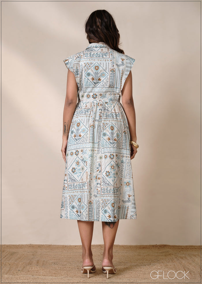 Button-Down Printed Dress - 220826