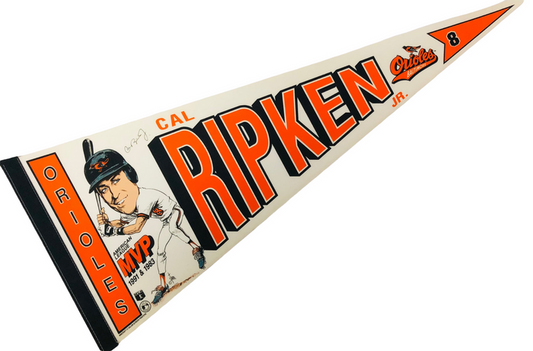 CAL RIPKEN JR. BALTIMORE ORIOLES VINTAGE 1990'S SALEM PENNANT - DEADSTOCK