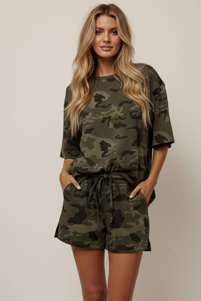 Camo French Terry Shorts Set: CAMO