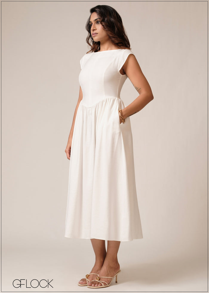 Cap Sleeve Midi Dress - 160726