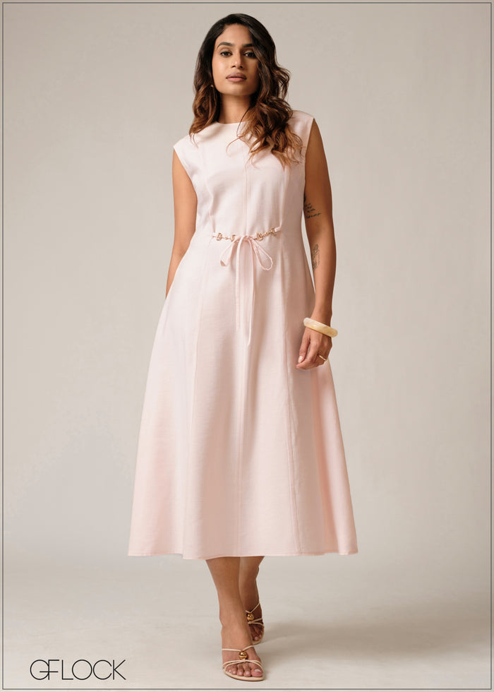Cap Sleeve Trim Detailed Dress - 300626