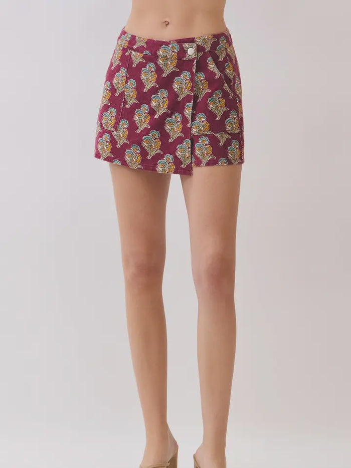 Carried Away Burgundy Floral Skirt