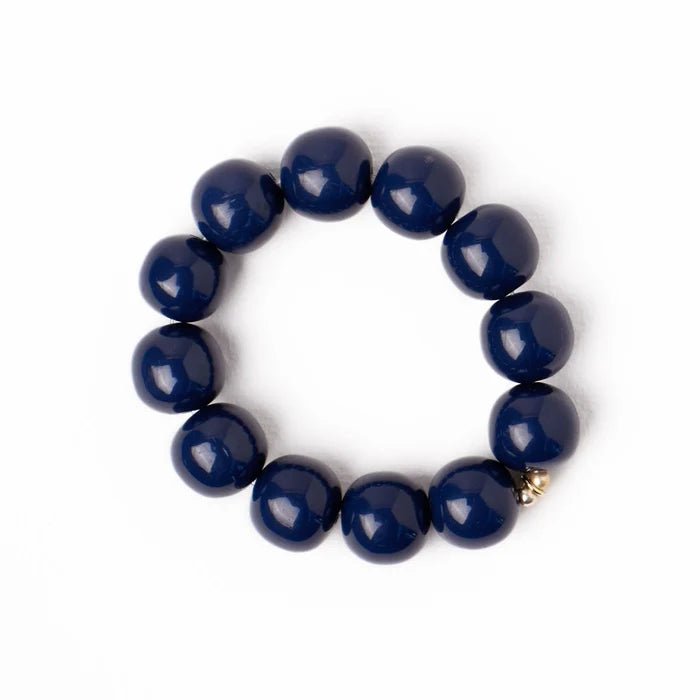Cece Large Resin Bead Bracelet Navy