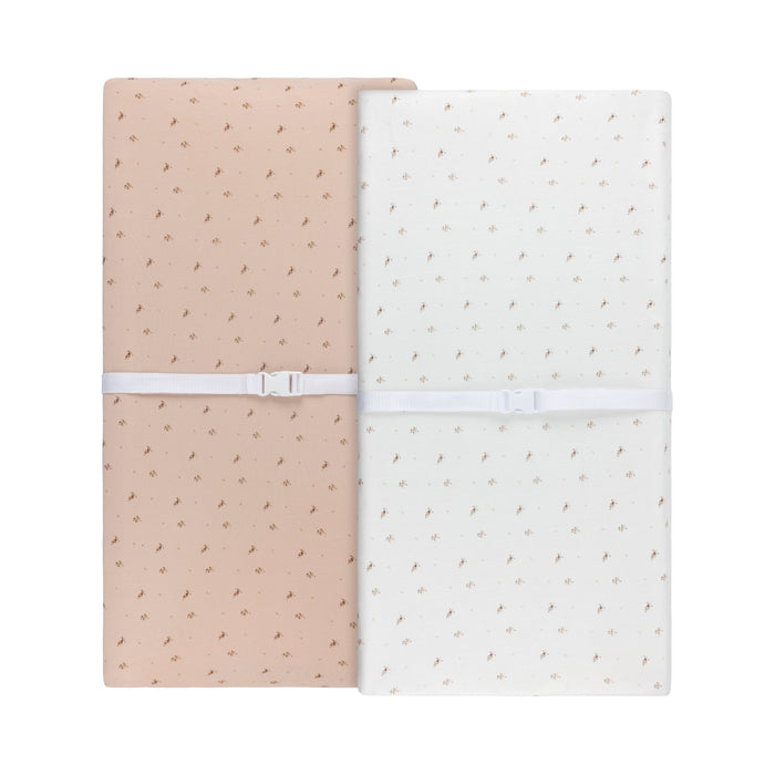 Ivory Pink Floral Changing Pad Cover