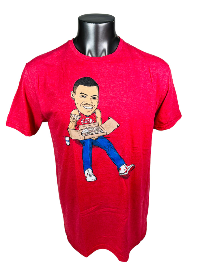 CHARLES BARKLEY PHILADELPHIA SIXERS RETRO PIZZA ADULT T-SHIRT