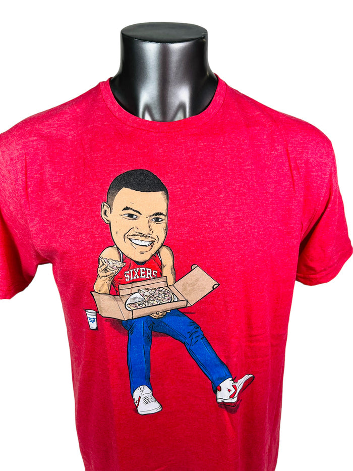 CHARLES BARKLEY PHILADELPHIA SIXERS RETRO PIZZA ADULT T-SHIRT