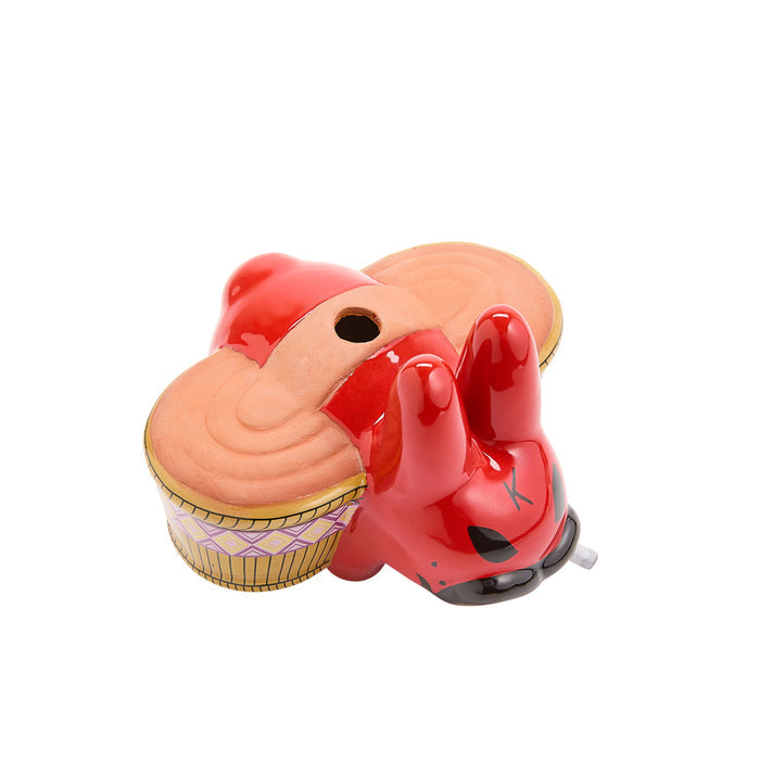 Chia Pet Smorkin’ Labbit Smokin' Red Edition terracotta sculpture with chia plant, limited edition collectible by Labbit.