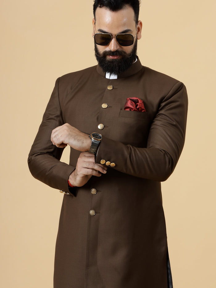 Classic Cocoa Brown Achkan for Men