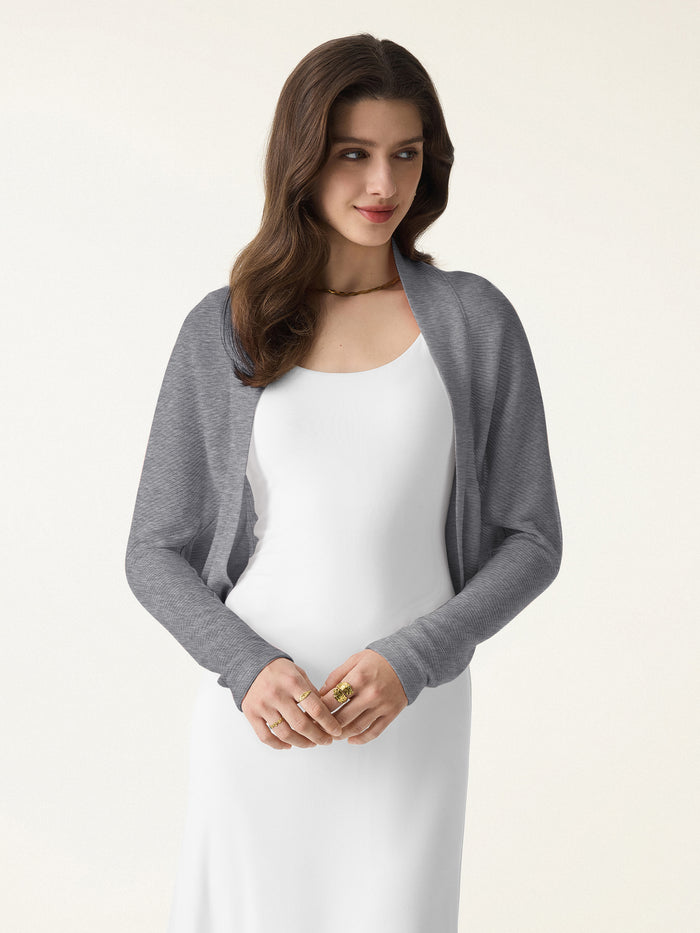 OGLmove Classic Cozy Knit Shrug Sweater Heather Grey XXS