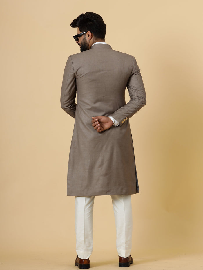 Classic Mink Brown Achkan for Men