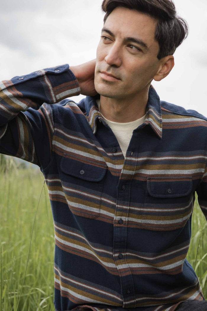 Cole Slim Shirt - Coastline Stripe