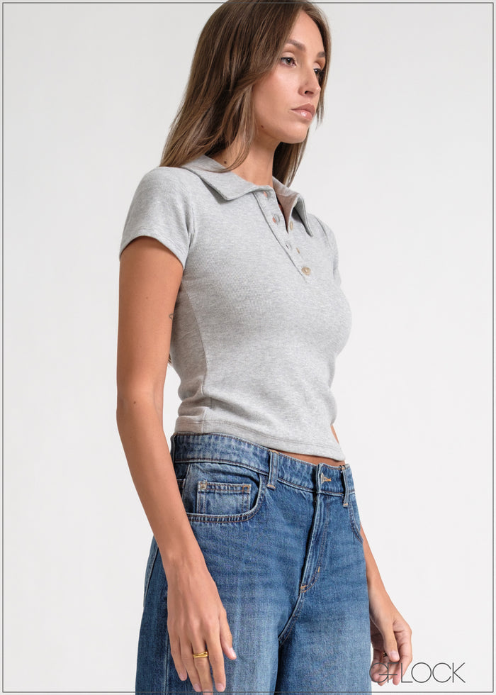 Collared Crop Top - 110626