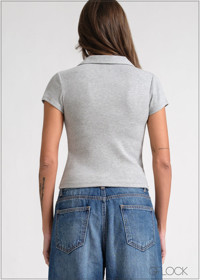 Collared Crop Top - 110626