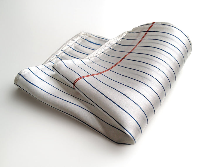 cornflower horizontal stripes with a dark salmon vertical margin.