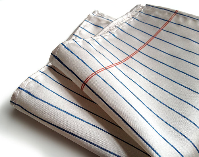 cornflower horizontal stripes with a dark salmon vertical margin.