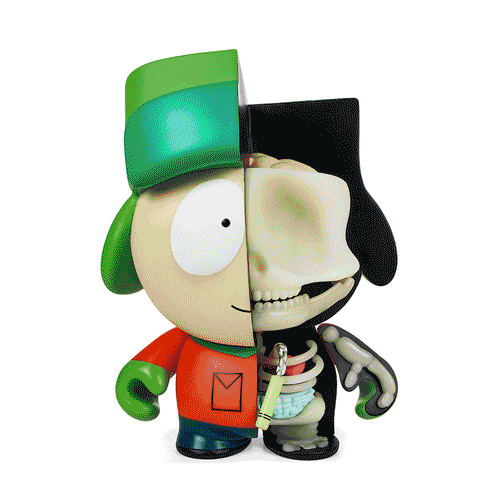 South Park Anatomy Kyle 8-inch vinyl art figure with glow-in-the-dark features, limited edition of 300, detailed and collectible.