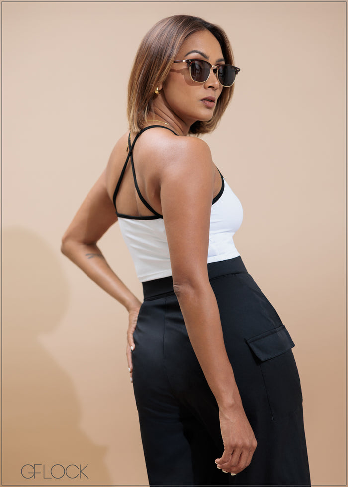 Contrast Detailed Rib Top
