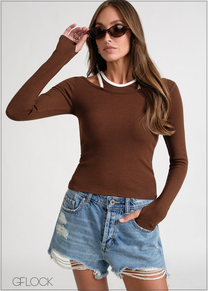 Contrast Double Ribbed Top - 170826