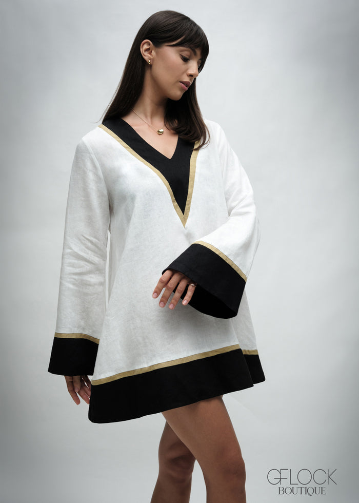 Contrast Trim Mini Dress - 030426