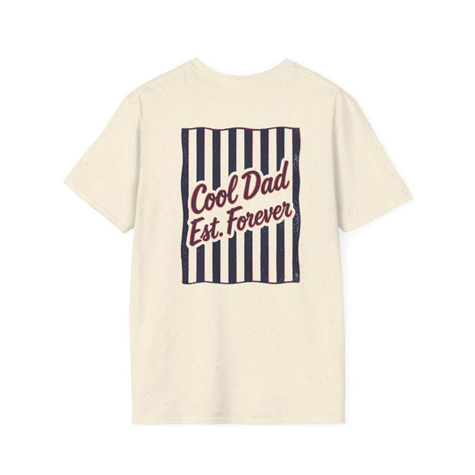 light blue vintage t-shirt with cool dad est forever slogan design for dad gift