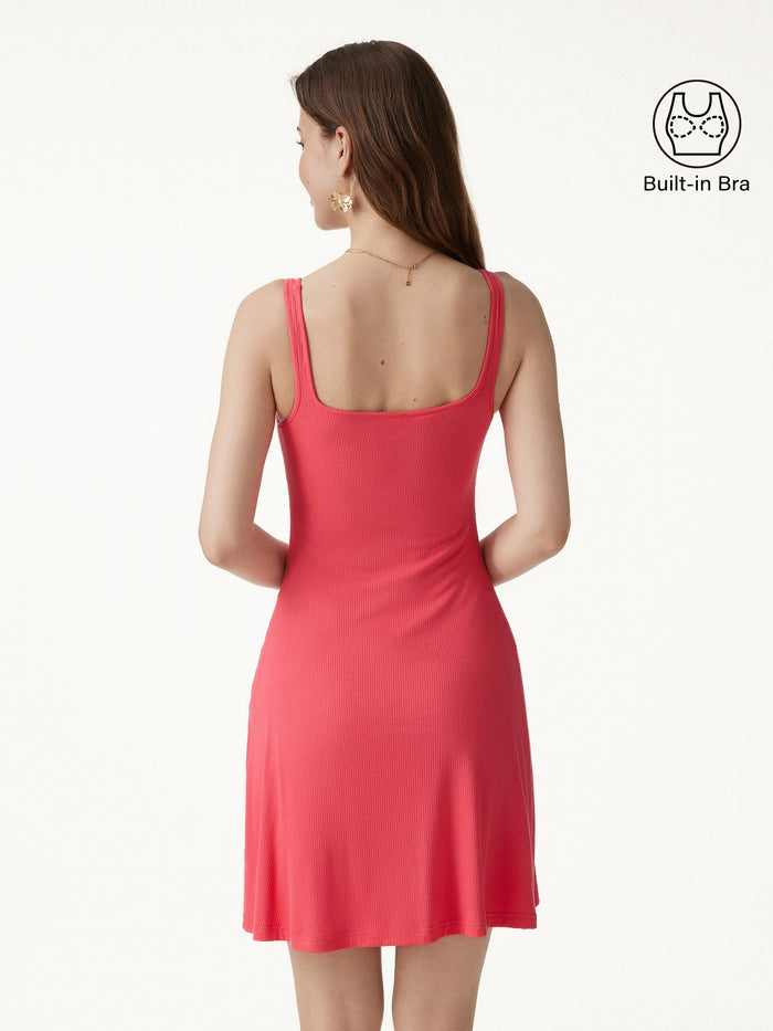OGLmove CoolTouch Square Neck Sleeveless Bra Dress