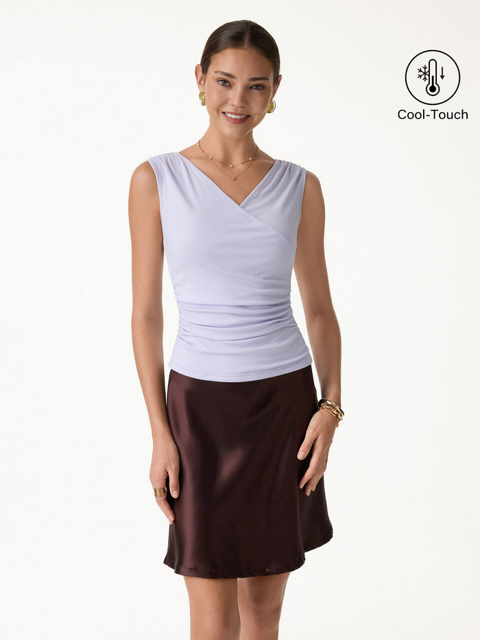 OGLmove Surplice Neck Gathered Waist Top