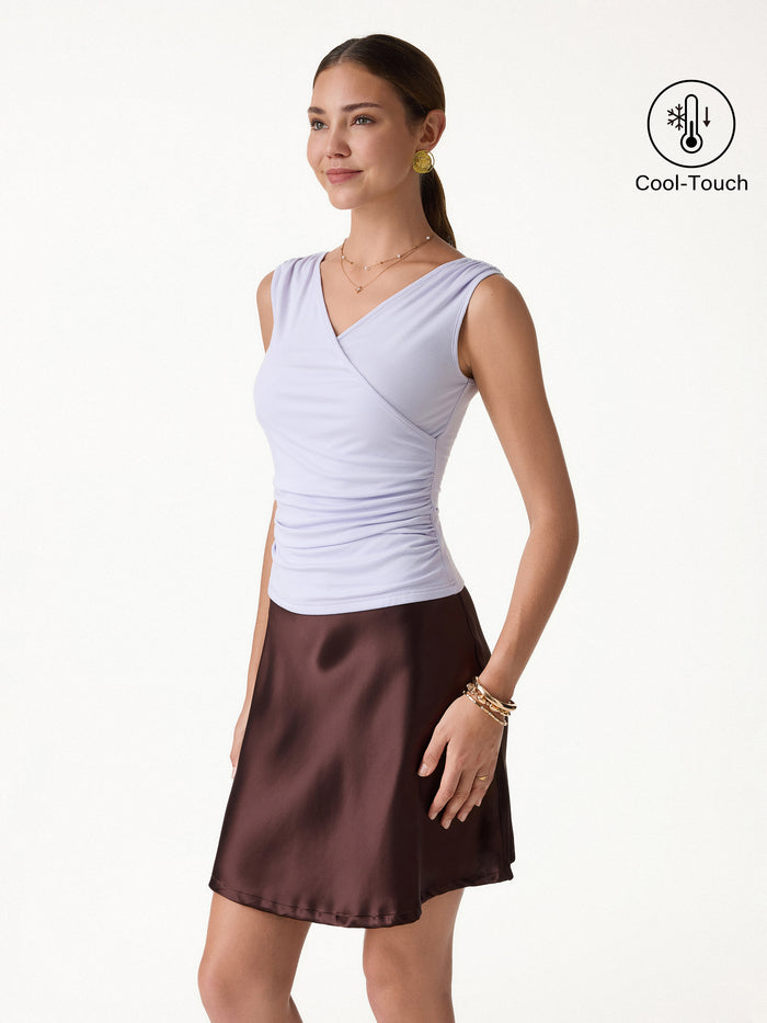 OGLmove CoolTouch Surplice Neck Gathered Waist Top