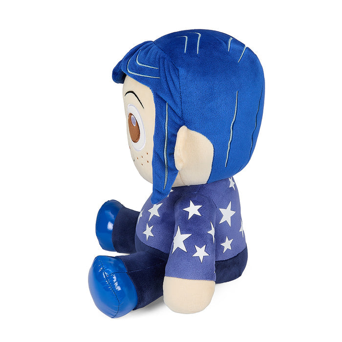 Coraline in star sweater HugMe plush toy, 16-inch plush with shake action, soft and cuddly collectible from Coraline brand.