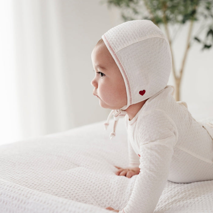 Cotton - Embroidered Heart and Star Collection - Bonnet