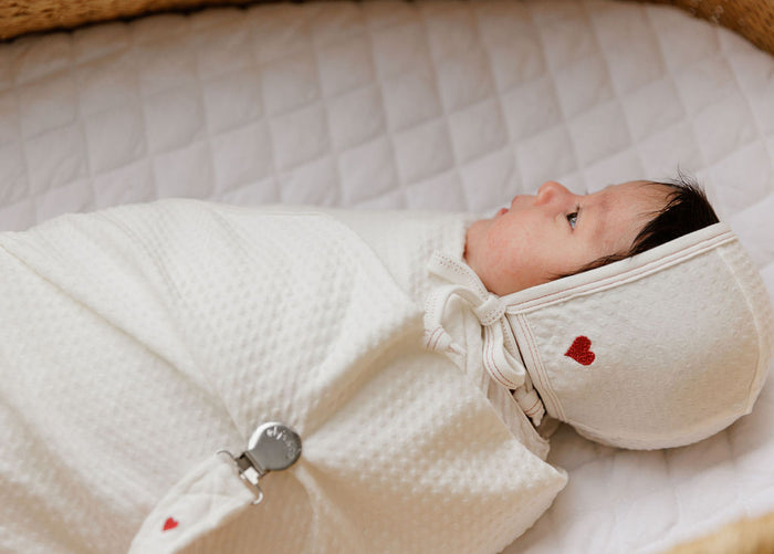 Cotton - Embroidered Heart and Star Collection - Bonnet
