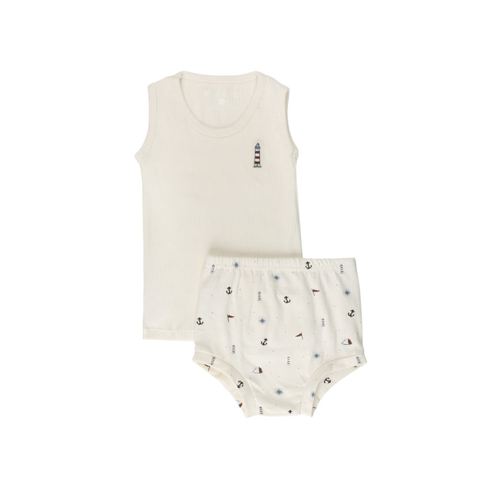 Cotton - Printed Nautical Collection - Tee & Bloomer