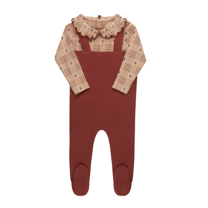 Cotton Floral Plaid Collection - Bodysuit + Overalls
