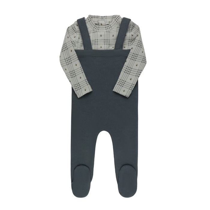 Cotton Floral Plaid Collection - Bodysuit + Overalls