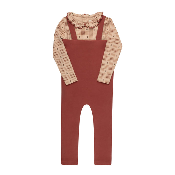 Cotton Floral Plaid Collection - Bodysuit + Overalls