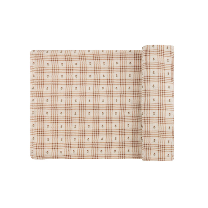 Cotton Floral Plaid Collection - Muslin Swaddle