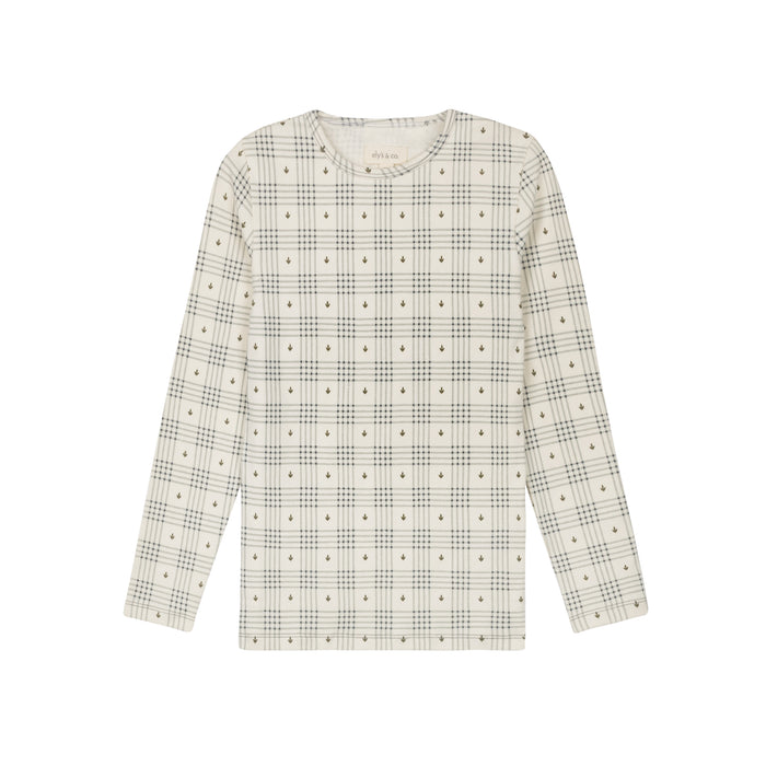 Cotton Floral Plaid Collection - Ruffle Neck Tee