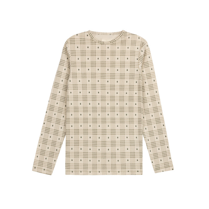 Cotton Floral Plaid Collection - Ruffle Neck Tee