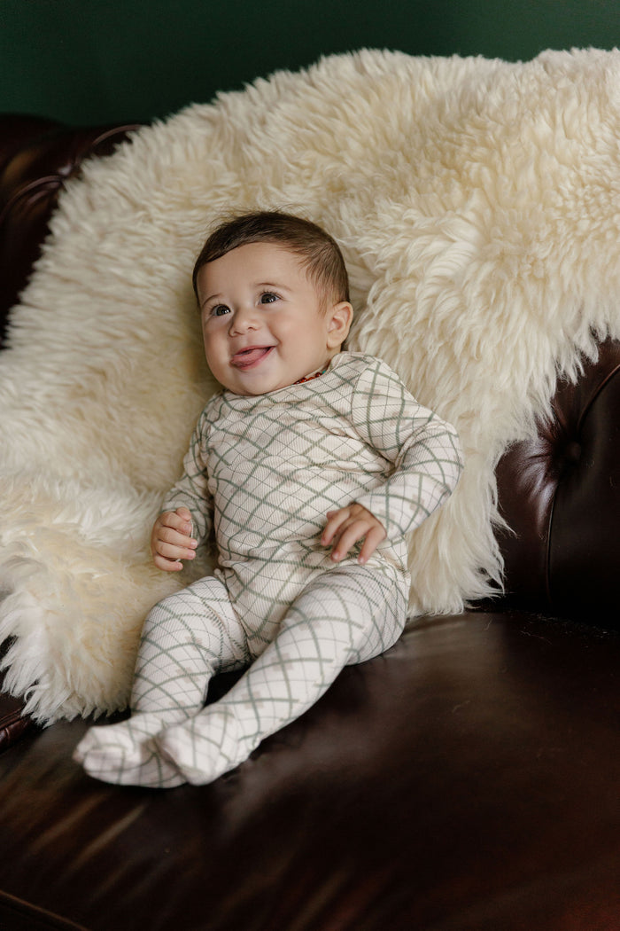 Cotton Plaid Print Collection - Footie + Beanie