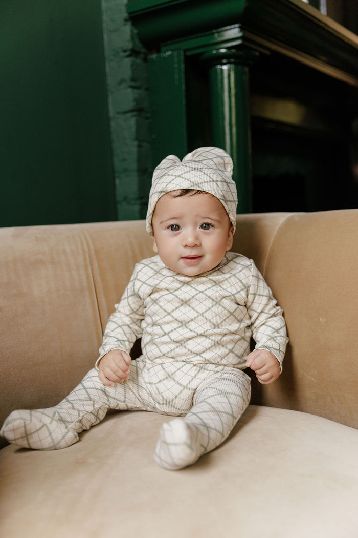 Cotton Plaid Print Collection - Footie + Beanie