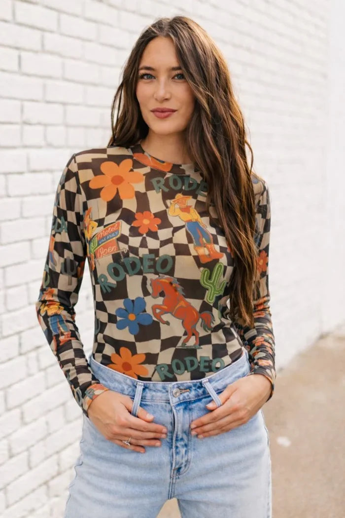 Cowboy Rodeo Mesh Top