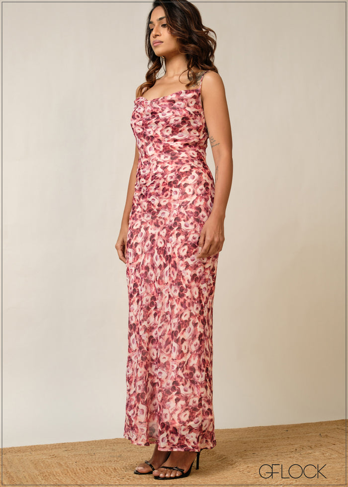 Cowl Neck Bias Dress - 300326