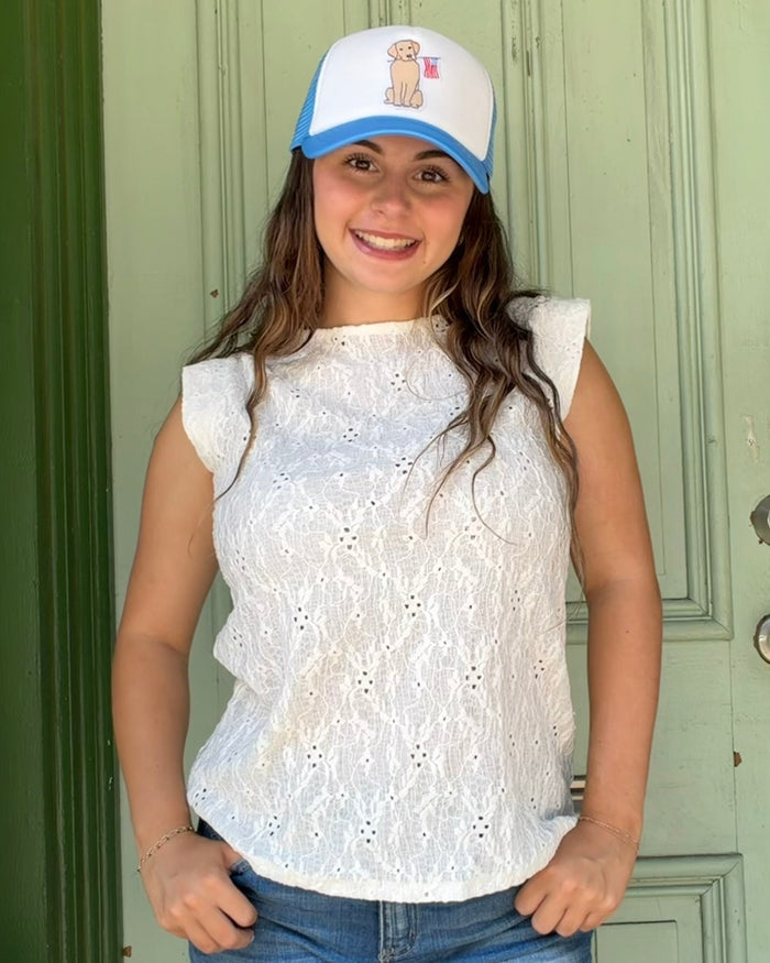 Cream eyelet top