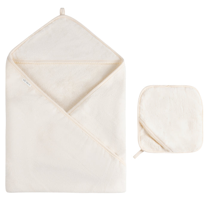 Cream Hooded Towel & Washcloth