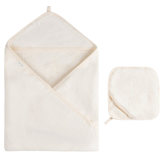 Cream Hooded Towel & Washcloth