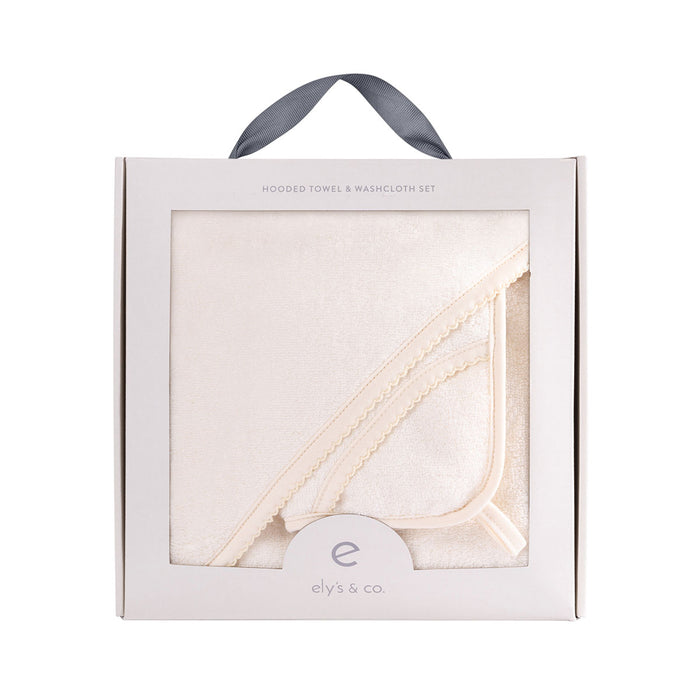 Cream Hooded Towel & Washcloth