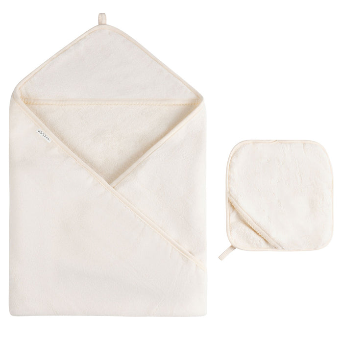 Cream Hooded Towel & Washcloth