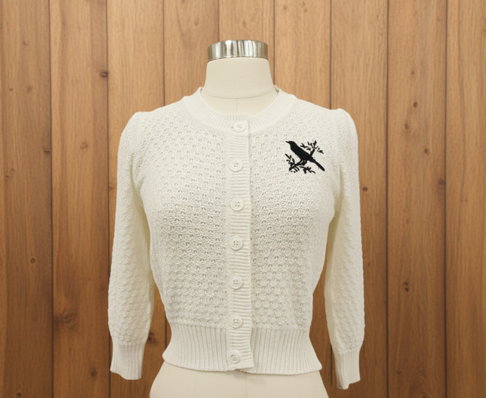 Crow Vintage Inspired Ivory Cardigan Sweater