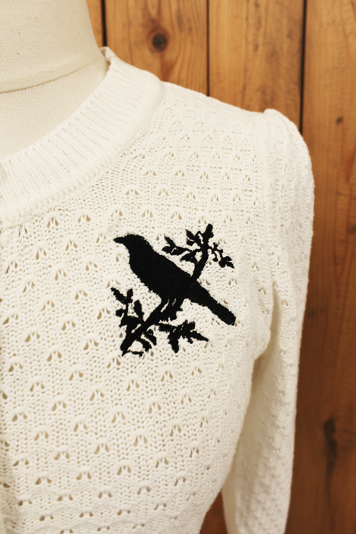 Crow Vintage Inspired Ivory Cardigan Sweater
