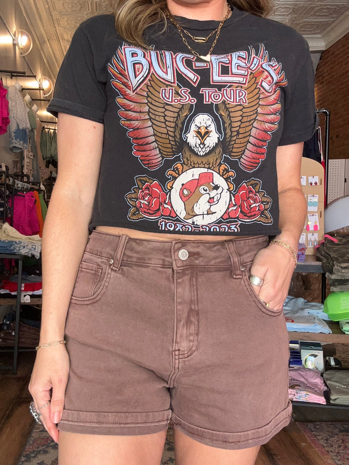 Cuffed Denim Shorts