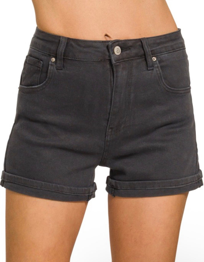 Cuffed Denim Shorts
